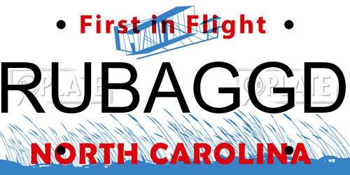 RUBAGGD North Carolina License Plate