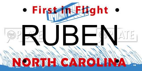 RUBEN North Carolina License Plate