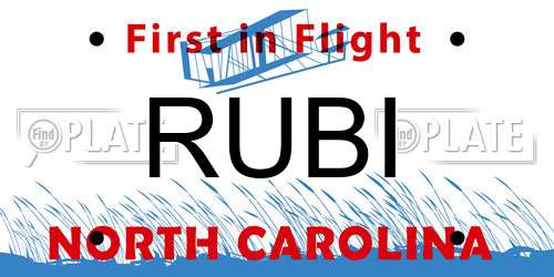 RUBI North Carolina License Plate