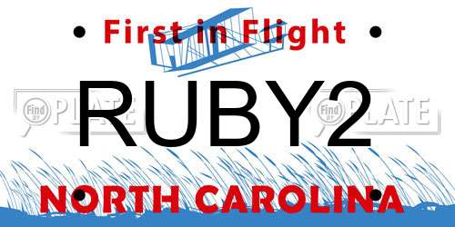 RUBY2 North Carolina License Plate