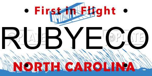 RUBYECO North Carolina License Plate