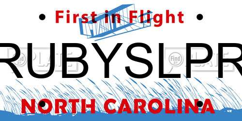 RUBYSLPR North Carolina License Plate