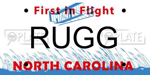 RUGG North Carolina License Plate
