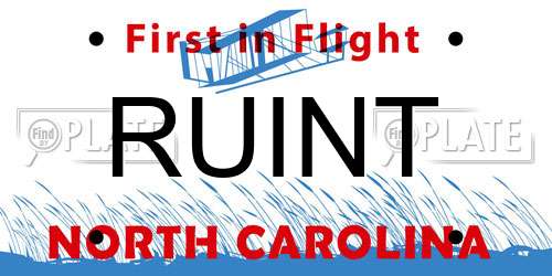 RUINT North Carolina License Plate