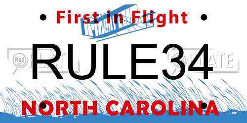 RULE34 North Carolina License Plate