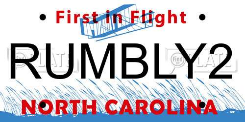 RUMBLY2 North Carolina License Plate