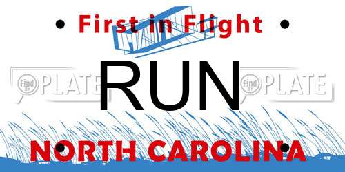 RUN North Carolina License Plate
