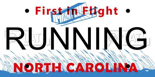 RUNNING North Carolina License Plate