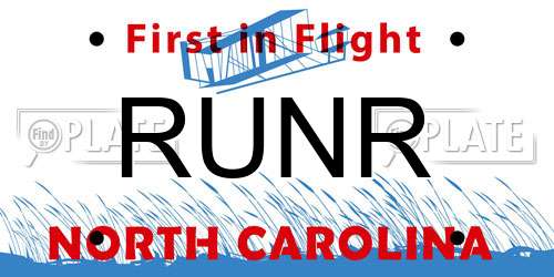 RUNR North Carolina License Plate