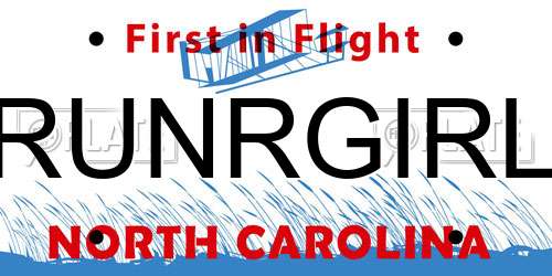 RUNRGIRL North Carolina License Plate