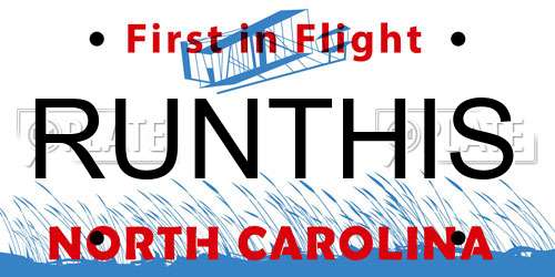 RUNTHIS North Carolina License Plate