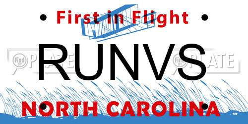 RUNVS North Carolina License Plate