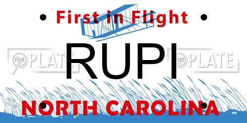 RUPI North Carolina License Plate