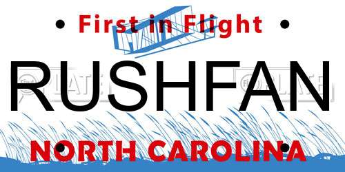 RUSHFAN North Carolina License Plate