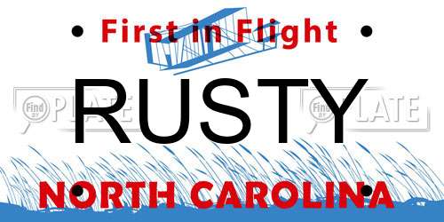 RUSTY North Carolina License Plate
