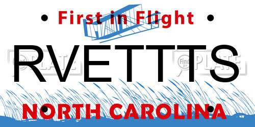 RVETTTS North Carolina License Plate