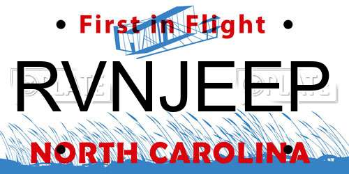 RVNJEEP North Carolina License Plate
