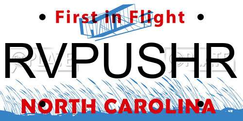 RVPUSHR North Carolina License Plate