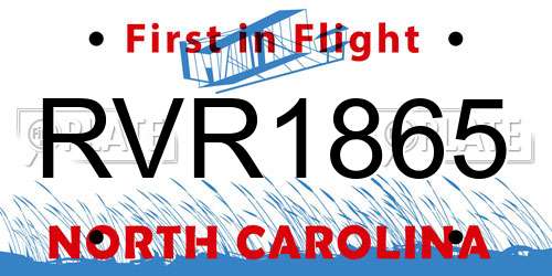 RVR1865 North Carolina License Plate