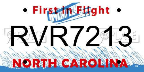 RVR7213 North Carolina License Plate