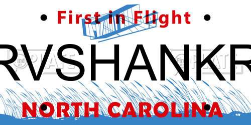 RVSHANKR North Carolina License Plate