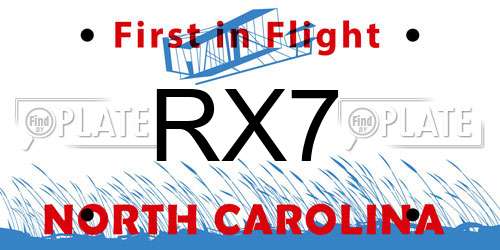 RX7 North Carolina License Plate