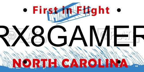RX8GAMER North Carolina License Plate