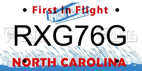 RXG76G North Carolina License Plate