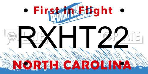 RXHT22 North Carolina License Plate