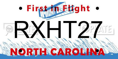RXHT27 North Carolina License Plate