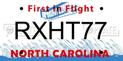 RXHT77 North Carolina License Plate