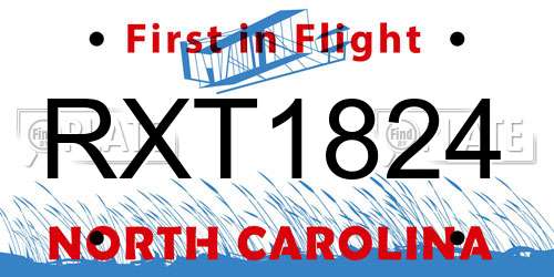 RXT1824 North Carolina License Plate