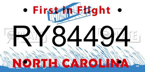 RY84494 North Carolina License Plate
