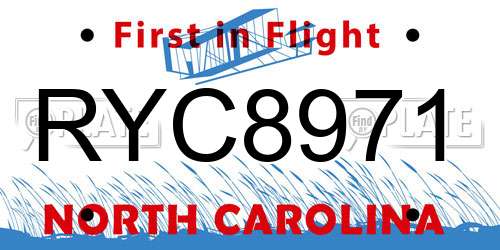 RYC8971 North Carolina License Plate