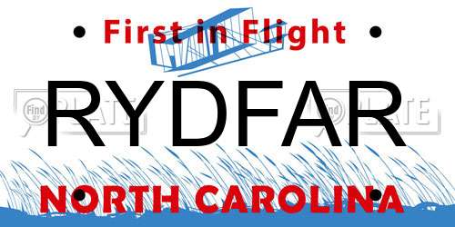 RYDFAR North Carolina License Plate