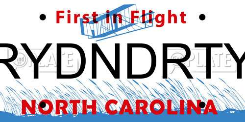 RYDNDRTY North Carolina License Plate