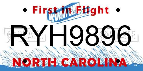 RYH9896 North Carolina License Plate