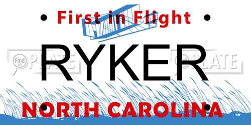 RYKER North Carolina License Plate