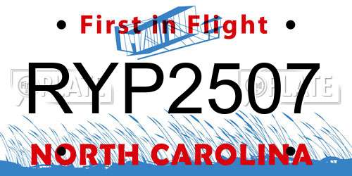 RYP2507 North Carolina License Plate