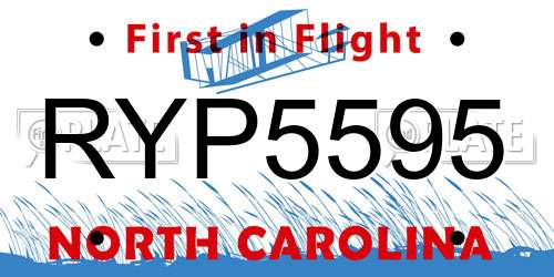 RYP5595 North Carolina License Plate