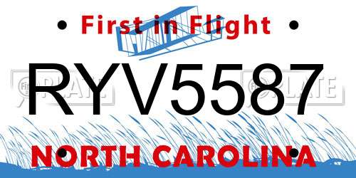 RYV5587 North Carolina License Plate