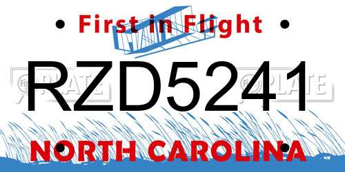 RZD5241 North Carolina License Plate