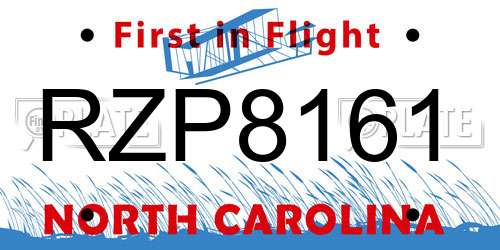 RZP8161 North Carolina License Plate