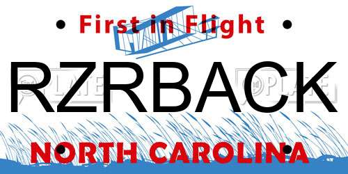 RZRBACK North Carolina License Plate