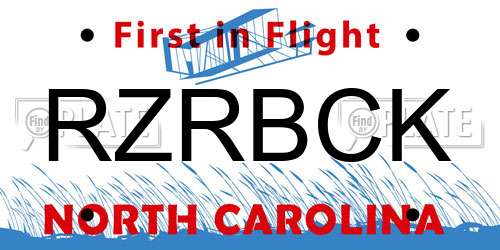 RZRBCK North Carolina License Plate