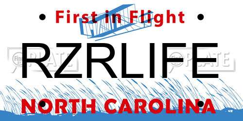 RZRLIFE North Carolina License Plate