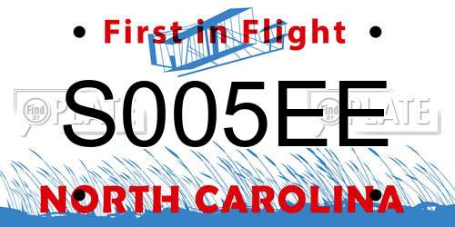 S005EE North Carolina License Plate