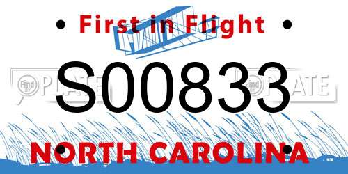 S00833 North Carolina License Plate