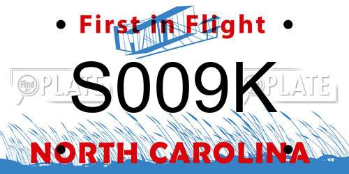 S009K North Carolina License Plate