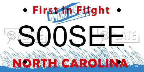 S00SEE North Carolina License Plate